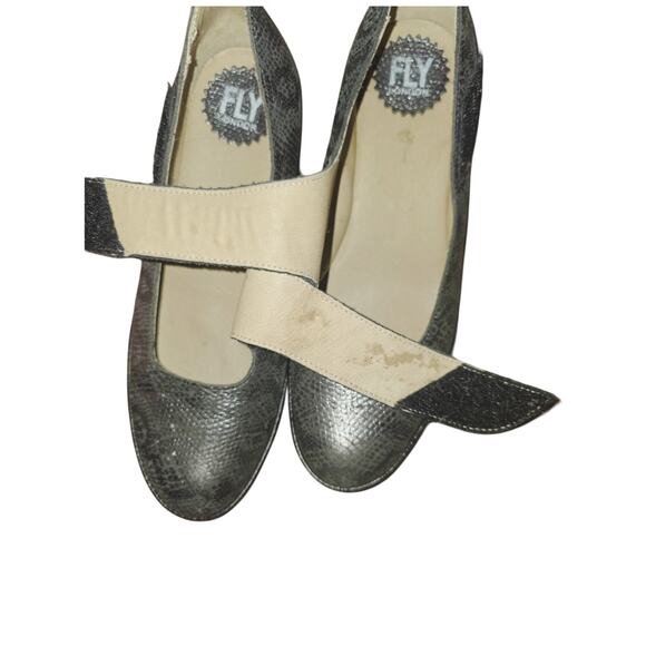 Fly London Lato Mary Jane Platform Wedge Silver Leather US 8  EU Size 38 - Picture 7 of 10